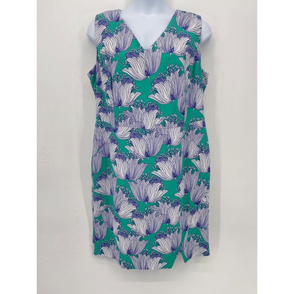 Tu Dress Women Plus Size 22 Green Floral Sleeveless Sheath Stretch